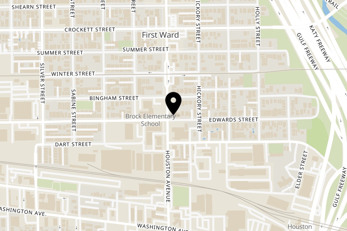 Map showing the location of Stanton's City Bites on 1420 Edwards St in Houston